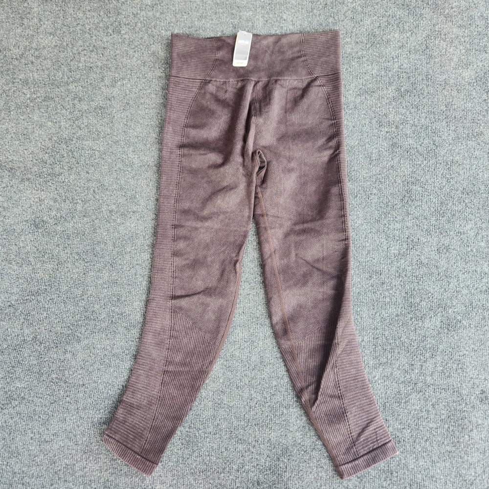 Aerie Chill Play Move 7/8 Leggings Womens Medium Brown Ribbed Seamless High Rise - Picture 1 of 9